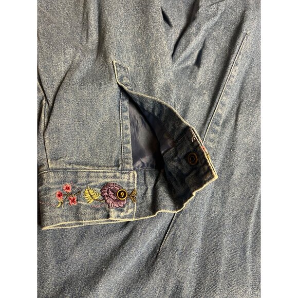 Denim & Co. Womens Embroidered Button-Down Denim shirt Jacket 3X plus shacket - Picture 5 of 14